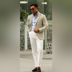 Collars and Co The Lorenzo Linen & Cotton Blazer Sage Size 50R